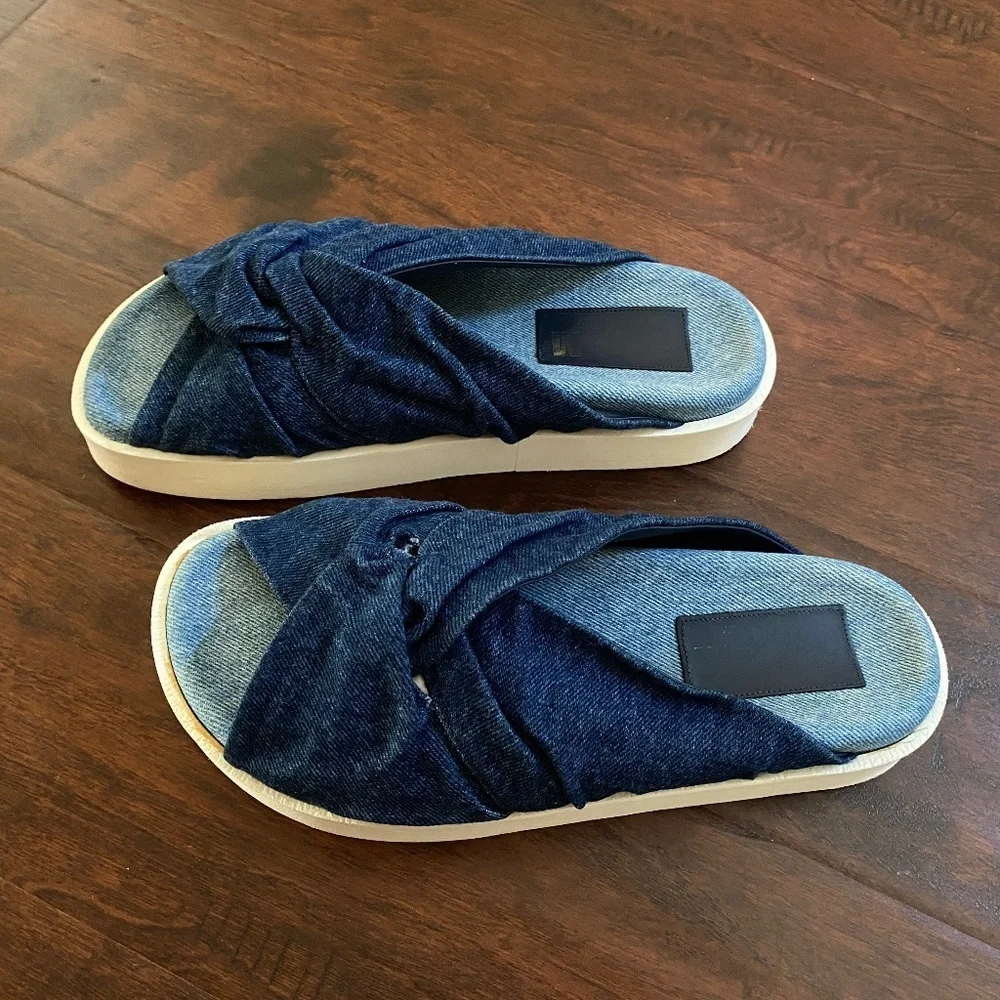 MSGM Blue Cloth Slide Sandals European Model Size 9 (EU 39)